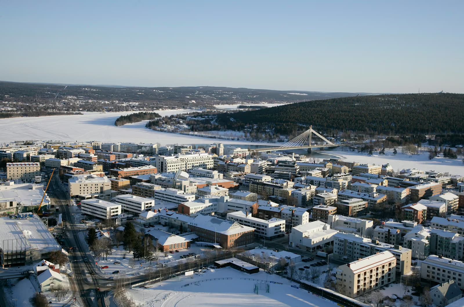 Aerial view of Rovaniemi City Centre, destination for Aito Resort shuttle service
