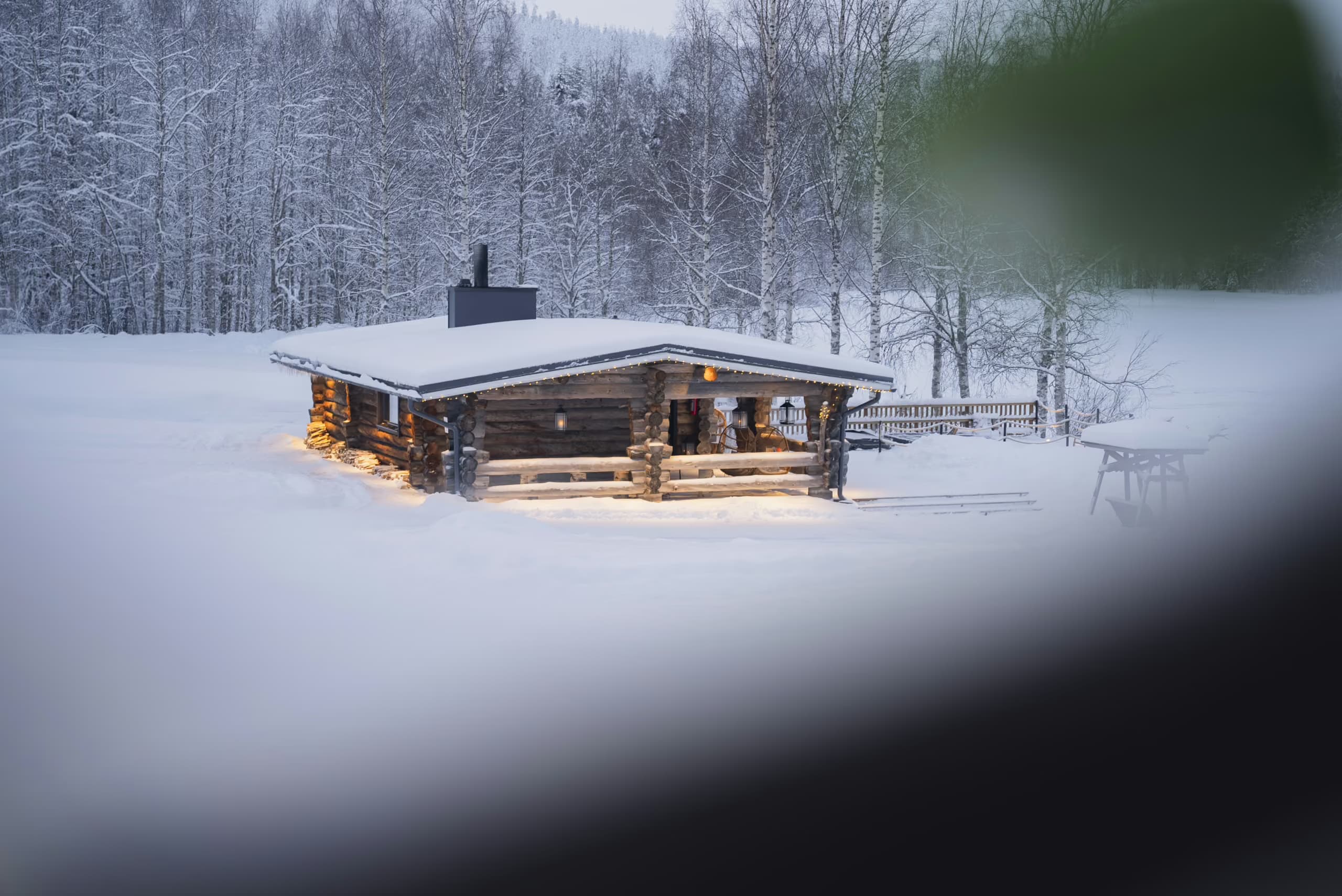 Aito Resort's Lakeside Sauna building in winter