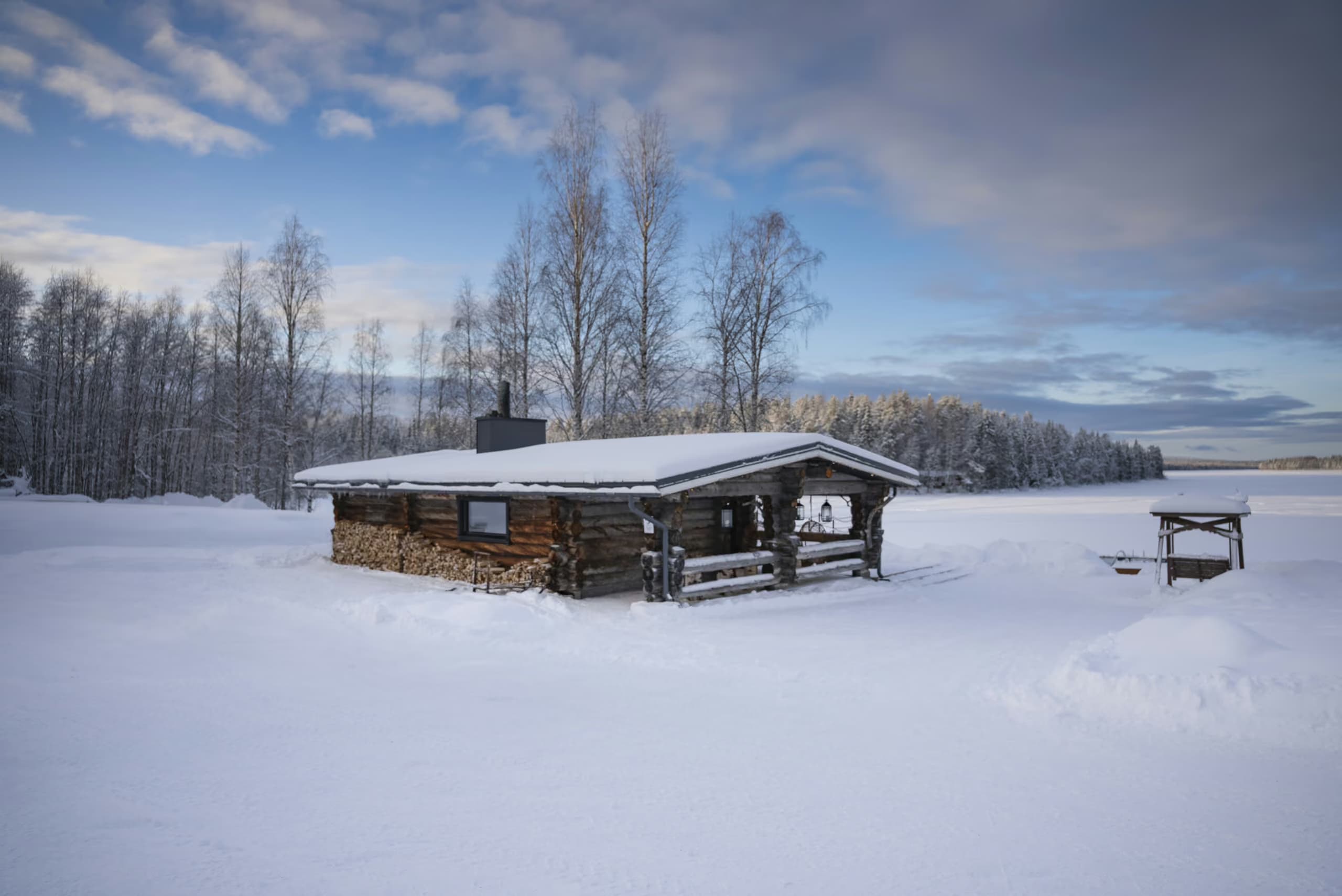 Aito Resort's Lakeside Sauna building in winter