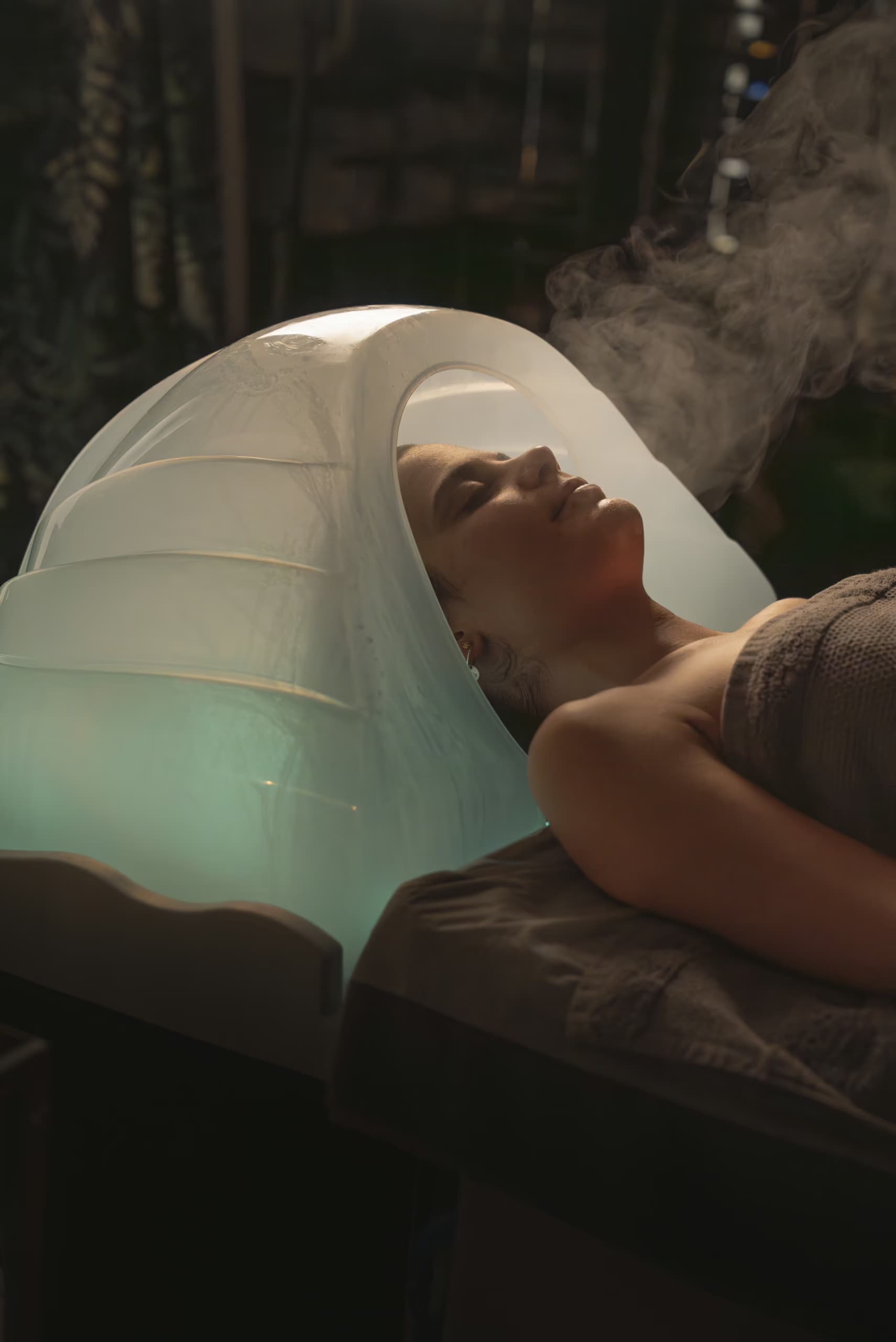 Woman receiving steam head therapy at Aito Resort's Signature Treatment Centre